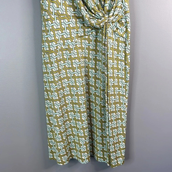 TOMMY BAHAMA Silk Surplice Chain Pattern Dress Ruched Sleeveless Summer 4-6 - Picture 6 of 11